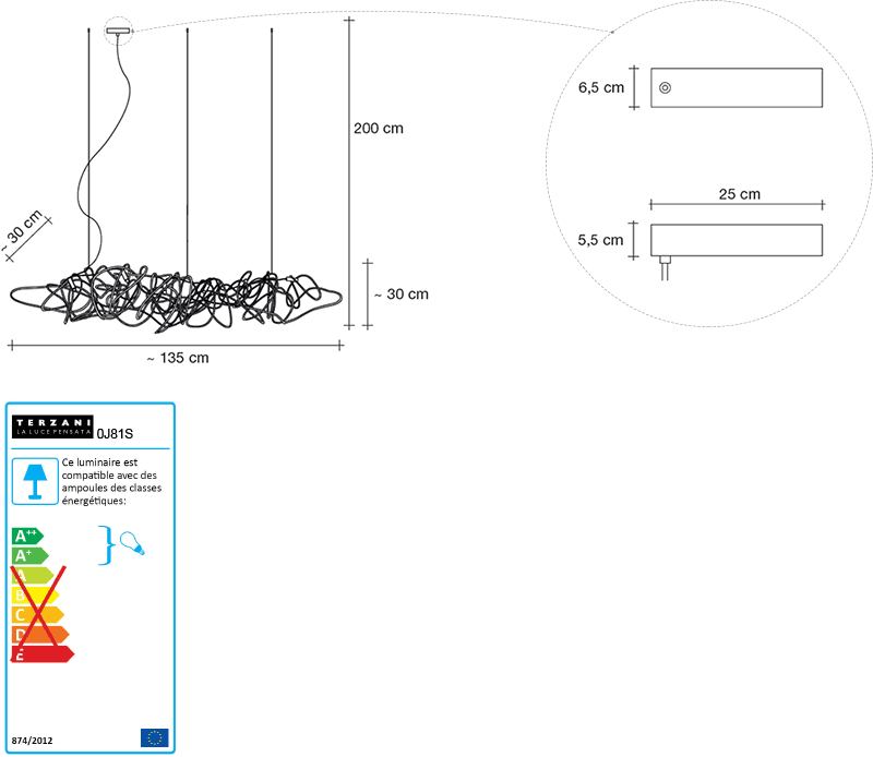 Dimensions suspension Doodle Terzani Dimensions suspension Doodle Terzani
