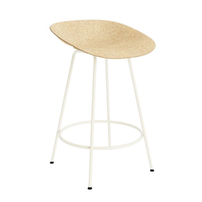 Tabouret Mat H 65 cm - Structure crème et assise chanvre