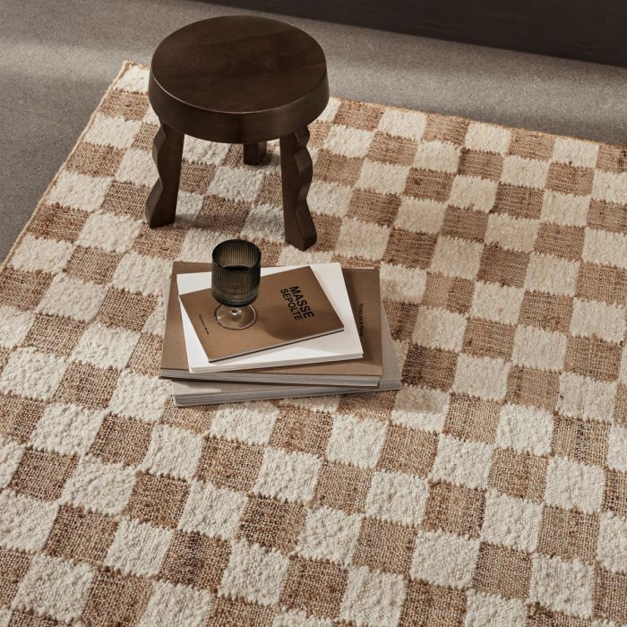 Check wool jute rugs