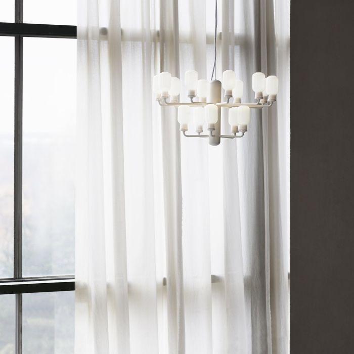 Chandelier Amp - verre blanc/ marbre blanc 