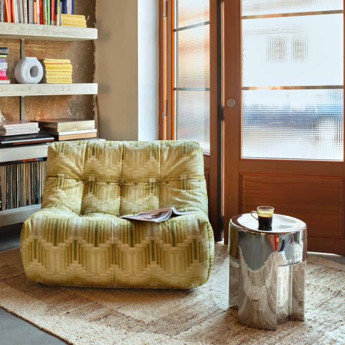 Stoneware table d'appoint chrome